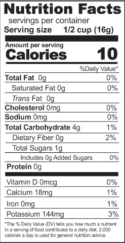 Celery, Dehydrated Nutrition Facts