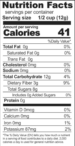 Apple Dices, Freeze Dried Nutrition Facts