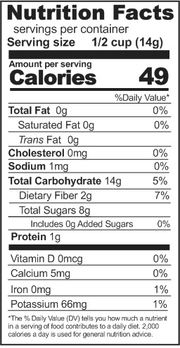 Freeze Dried Blueberries Nutrition facts