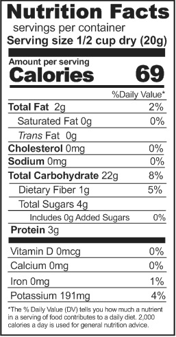 Freeze Dried Super Sweet Corn Nutrition Facts
