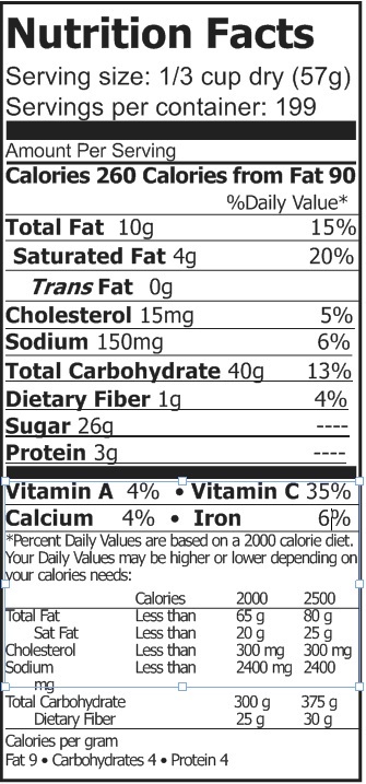 Fudge Brownie Mix Nutrition Facts