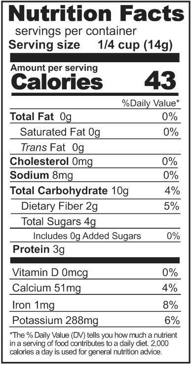 Green Beans, Dehydrated Nutrition Facts
