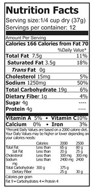 Nacho Cheese Sauce Mix Nutrition Facts