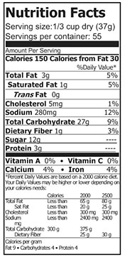 Banana Muffin Mix Nutrition Facts