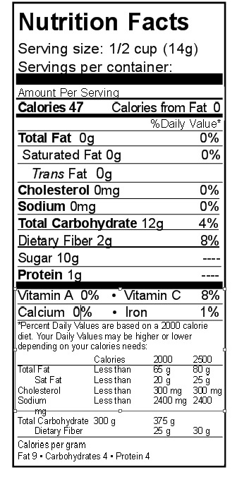 Freeze Dried Bananas Nutrition Facts