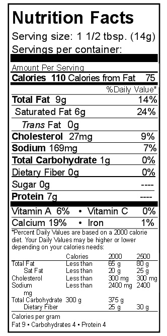 Freeze Dried Colby Cheese Nutrition Facts