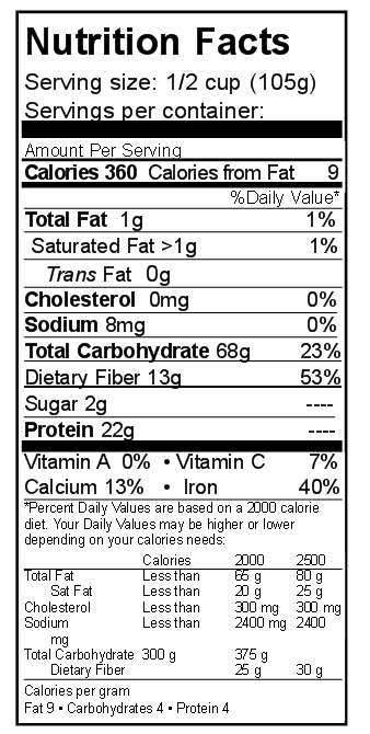 Pink Beans Nutrition Facts