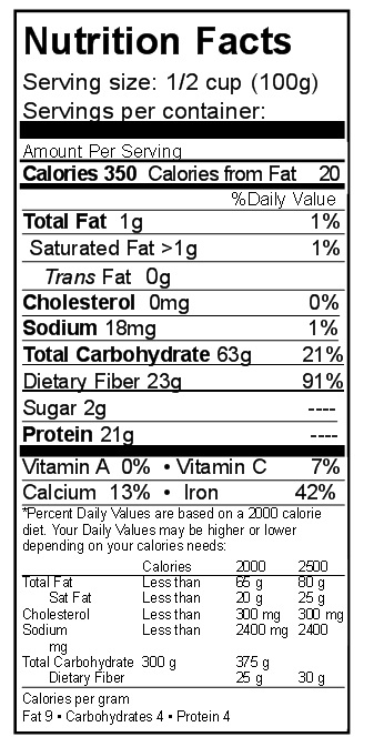 Small Red Beans Nutrition Facts