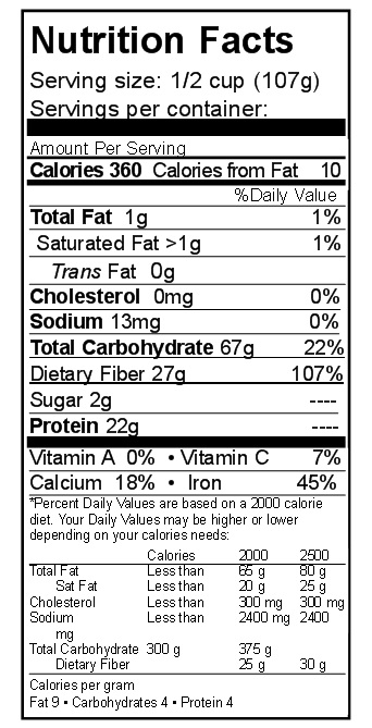 Small White Beans (navy) Nutrition Facts