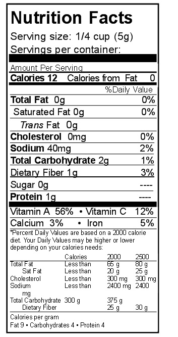 Spinach Flakes Nutrition Facts