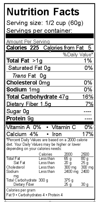 Unbleached Flour Nutrition Facts