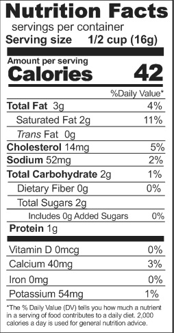 Sour Cream Powder Nutrition Facts