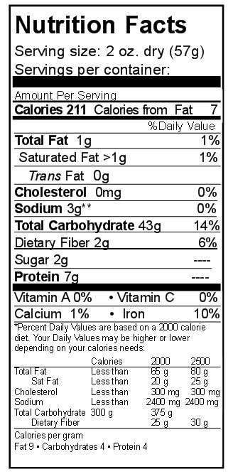 Spaghetti Noodles Nutrition Facts