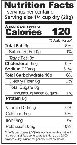 Stroganoff Gravy Mix Nutrition Facts