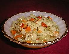 Vegetable stew, cooked and ready to eat.