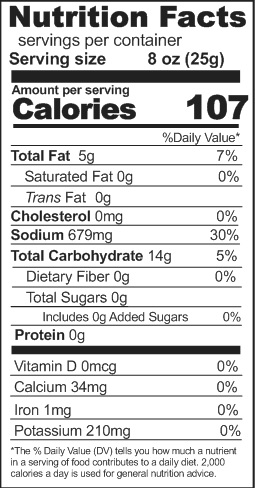 White Cream Sauce Nutrition Facts